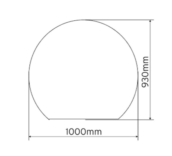 Truncated (3/4 circle) 1000mm x 930mm x 12mm Glass Hearth - COLLECTION ONLY