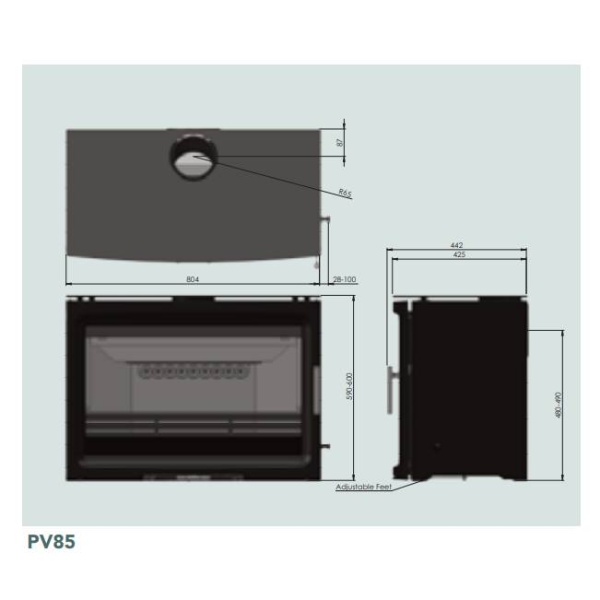 Charlton & Jenrick PUREVISION BPV85 BLACK - 8.5kw Multi Fuel Stove