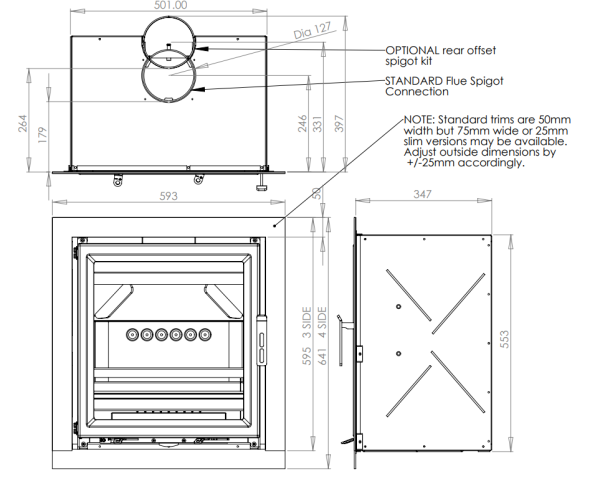 Charlton & Jenrick Ecostar 5 Wide - 5kw Inset Stove - 5kw Multi Fuel