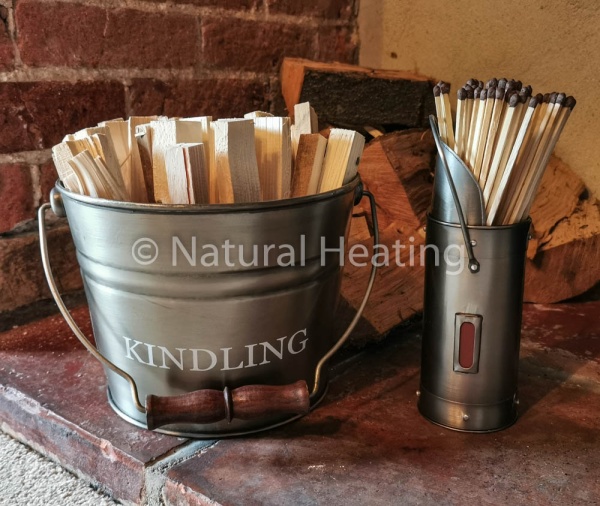 ANTIQUE PEWTER - Kindling Bucket - Fireside Accessory (kindling not included)