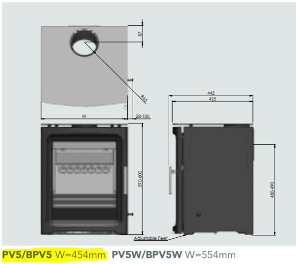 Charlton & Jenrick PureVision BPV5 - 5kw Multi fuel Stove