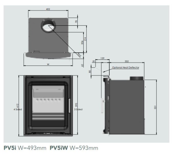 4 Sided GREY Trim to Fit : Pure Vision Metallic PV5i Inset Stove