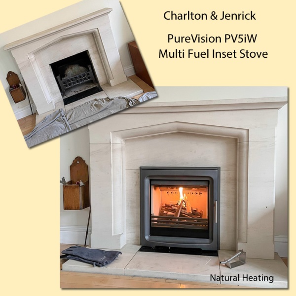 Purevision Metallic Grey 5kw Wide Inset Stove PV5iW-2 - BRAND NEW / BOXED - SALE