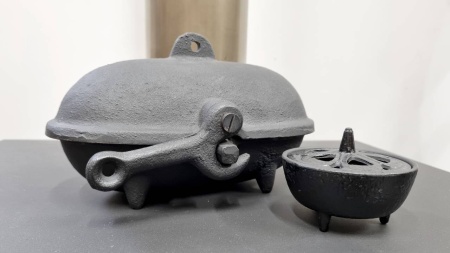 Cast Iron Potato Cooker (Std) and Incense / Wax Melt Pot with Lid Set for Wood Burners / Multifuel Stoves